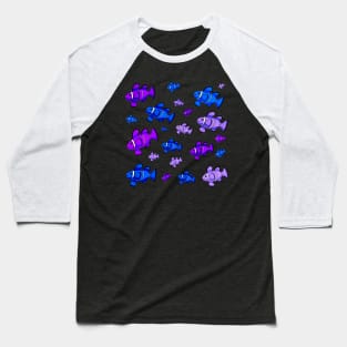 School of Purple & Blue Clownfish Baseball T-Shirt